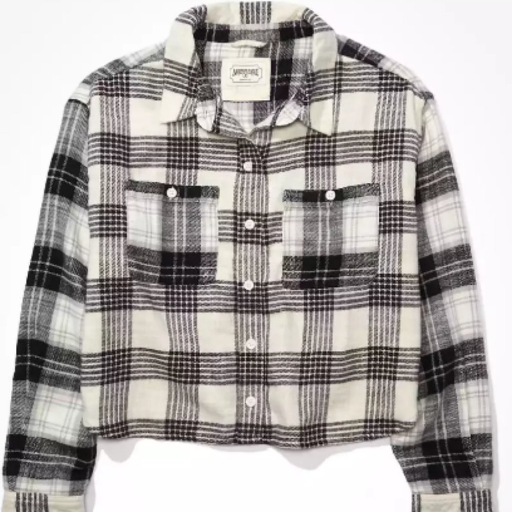 AE Cozy Cropped Flannel Shirt